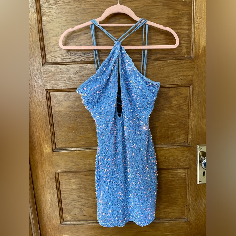 Lucy in the Sky Sparkling Blue Mini Dress